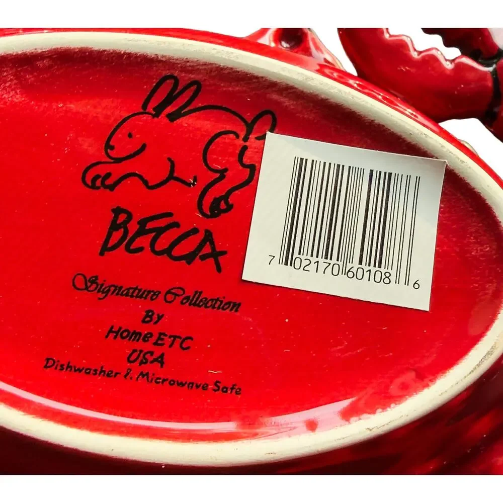 Crab Seafood Red Ceramic Serving Dish 9